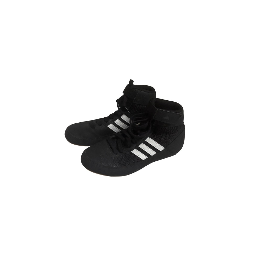 NEW Adidas HVC Youth Wrestling Shoes Black White AQ3327 Size 1 Kids High Top